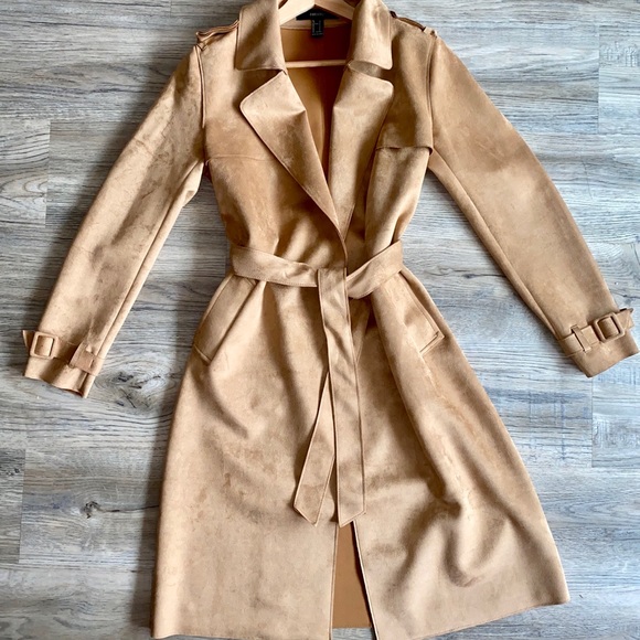 Forever 21 Camel Faux Suede Duster/Trench Jacket - Picture 2 of 6